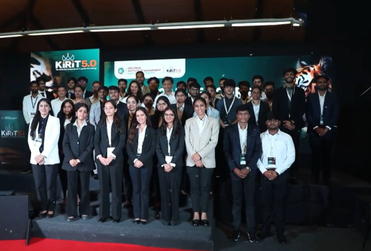 Students and faculty posing together during an experiential pedagogy event at KIM Pune