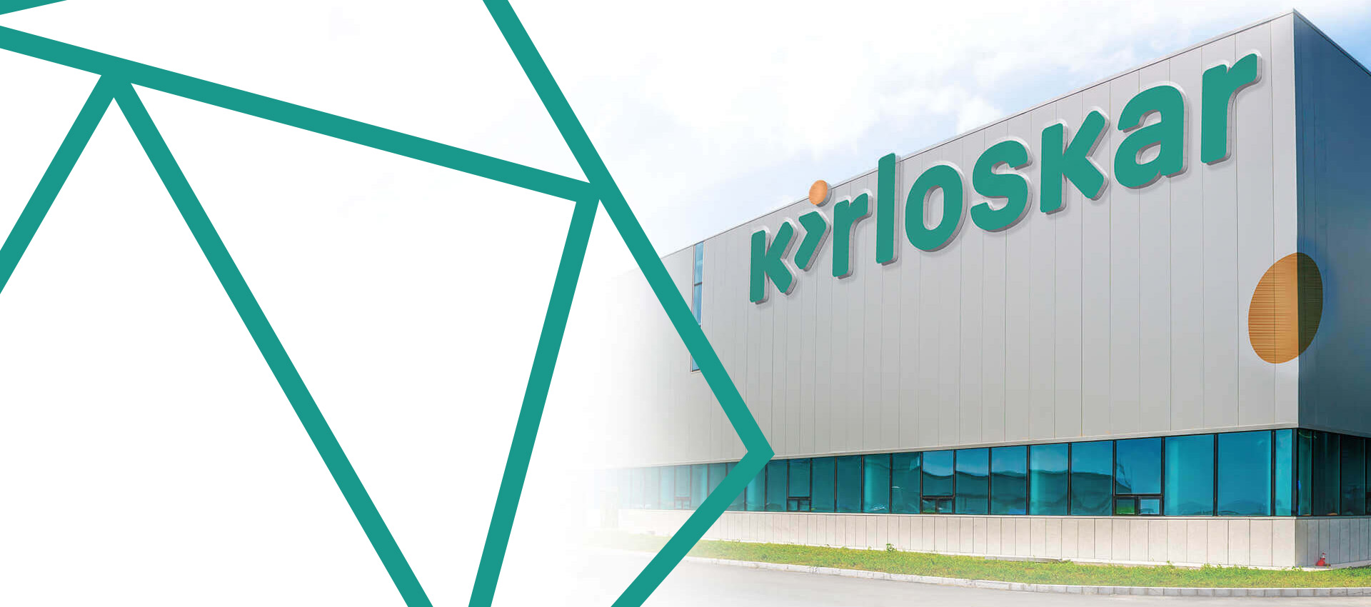 Kirloskar branded building exterior with Kirloskar logo and modern architecture