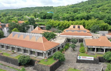 Aerial shot of Kim Pune Campus with greenery surrounding the campus